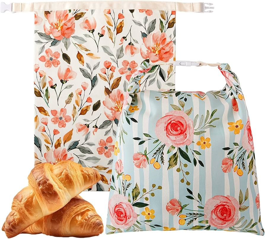 Beeswax Bread Bag, 2 Pack Sourdough Bread Bags, Reusable Bread Bags for Homemade Bread, Organic C... | Amazon (US)