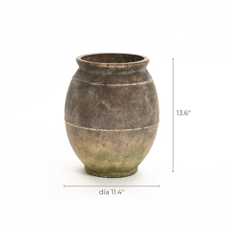 Rustic Ginger Root Brown Terracotta 13.6-Inch Tall Indoor and Outdoor Urn Vase | Wayfair North America