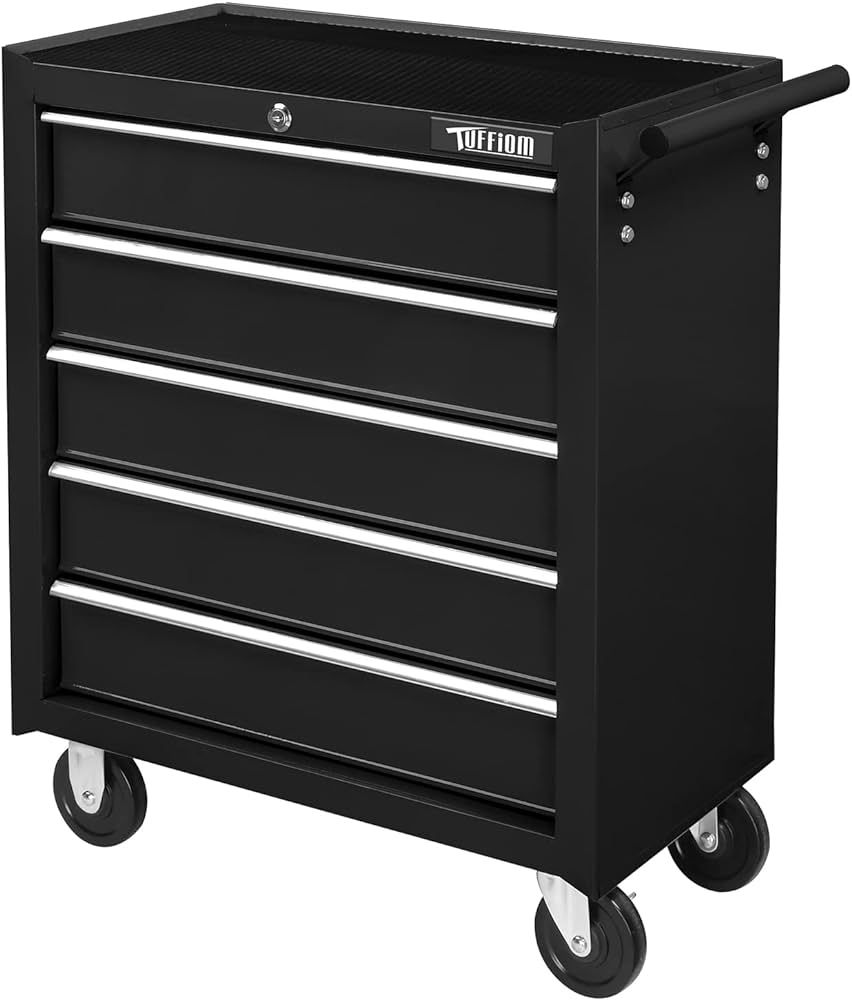 TUFFIOM 5-Drawer Rolling Tool Chest w/Lock & Key, Tool Storage Cabinet with Wheels, Top Cushion &... | Amazon (US)