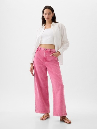 High Rise Stride Wide-Leg Ankle Jeans | Gap (US)