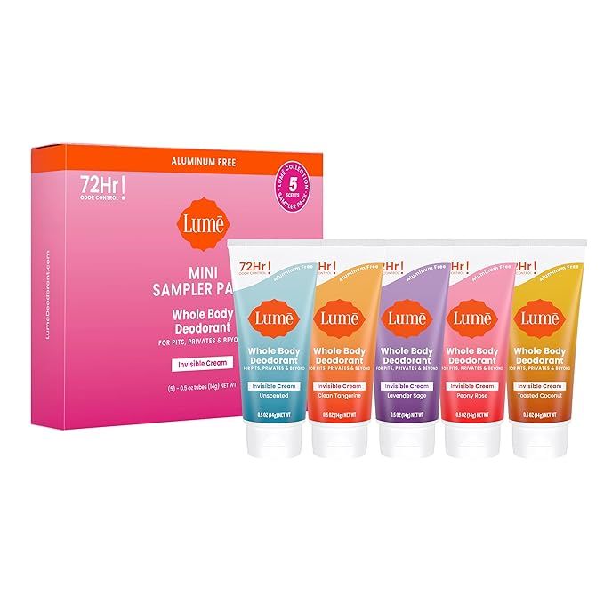 Lume Whole Body Deodorant 5 Pack Sampler - Invisible Cream Minis - 72 Hour Odor Control - Aluminu... | Amazon (US)