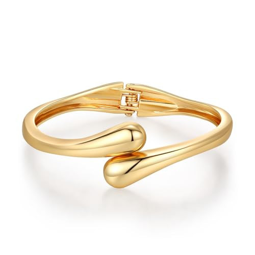 Gold Bangle Bracelets for Women Trendy 14K Gold Plated Twist Cuff Bracelet Jewelry, Dainty Gold Bangles Non Tarnish Fashion Jewelry Gift | Amazon (US)