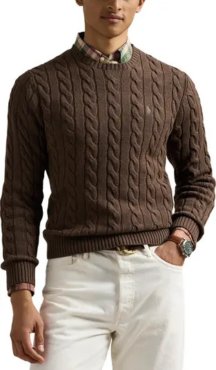 Cable Knit Cotton Crewneck Sweater | Nordstrom