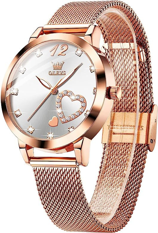 OLEVS Womens Rose Gold Watches Heart Diamond Japanese Quartz Movement Girls Ladies Wristwatch Big... | Amazon (CA)