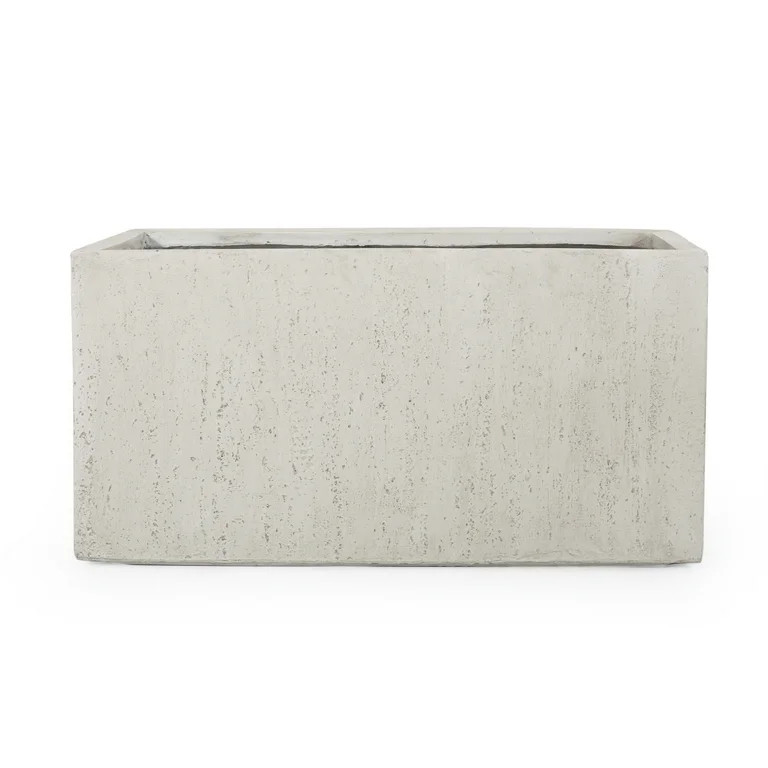 GDF Studio Fardeen Outdoor Modern Cast Stone Rectangular Planter, White Large | Walmart (US)