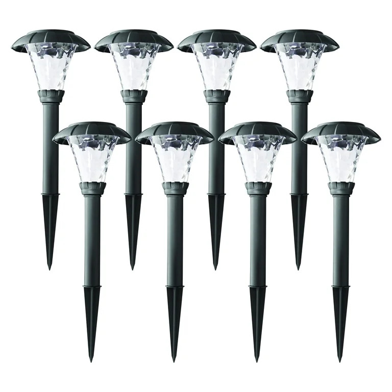 Mainstays Solar Powered Black Stanford LED Pathway Light, 10 Lumens, (8 Count) - Walmart.com | Walmart (US)