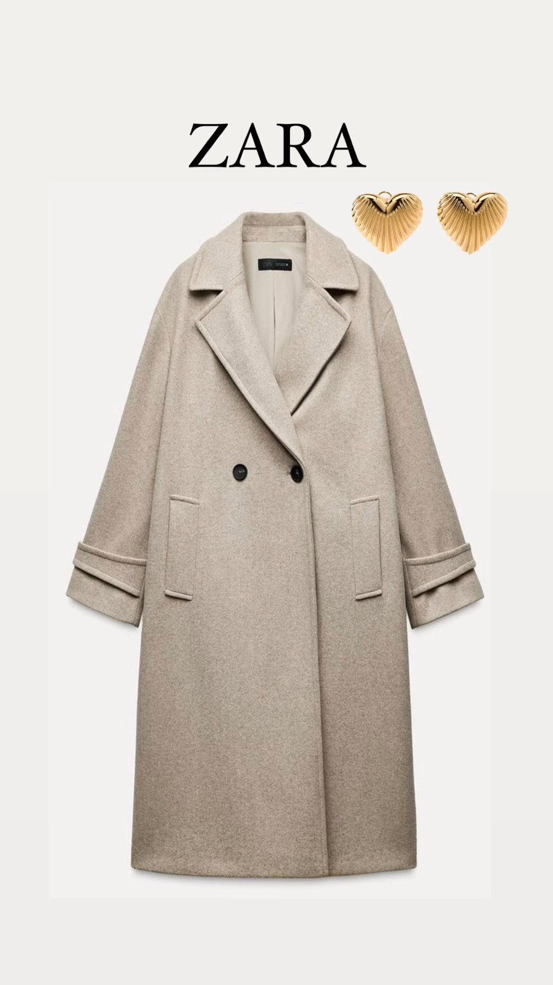 Zara spring coat heart earrings 
Valentines earrings 

#LTKSeasonal #LTKActive #LTKxVICI