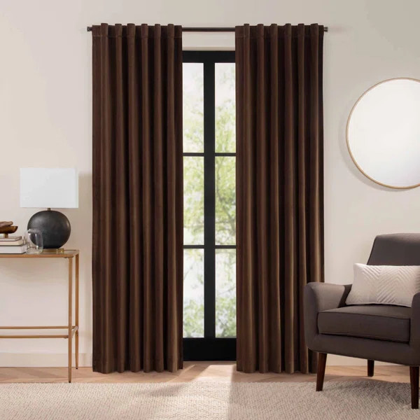 Eclipse Luxury Cotton Velvet 100% Blackout Rod Pocket Back Tab Curtain Panel | Wayfair North America
