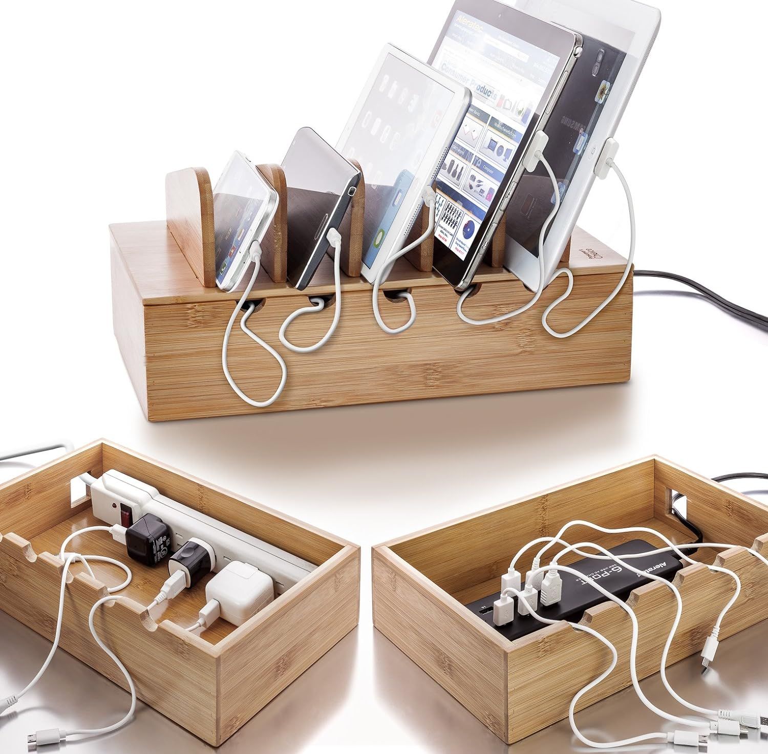Prosumer's Choice Natural Bamboo Charging Station Rack for Smartphones and Tablets | Simple All-i... | Amazon (US)