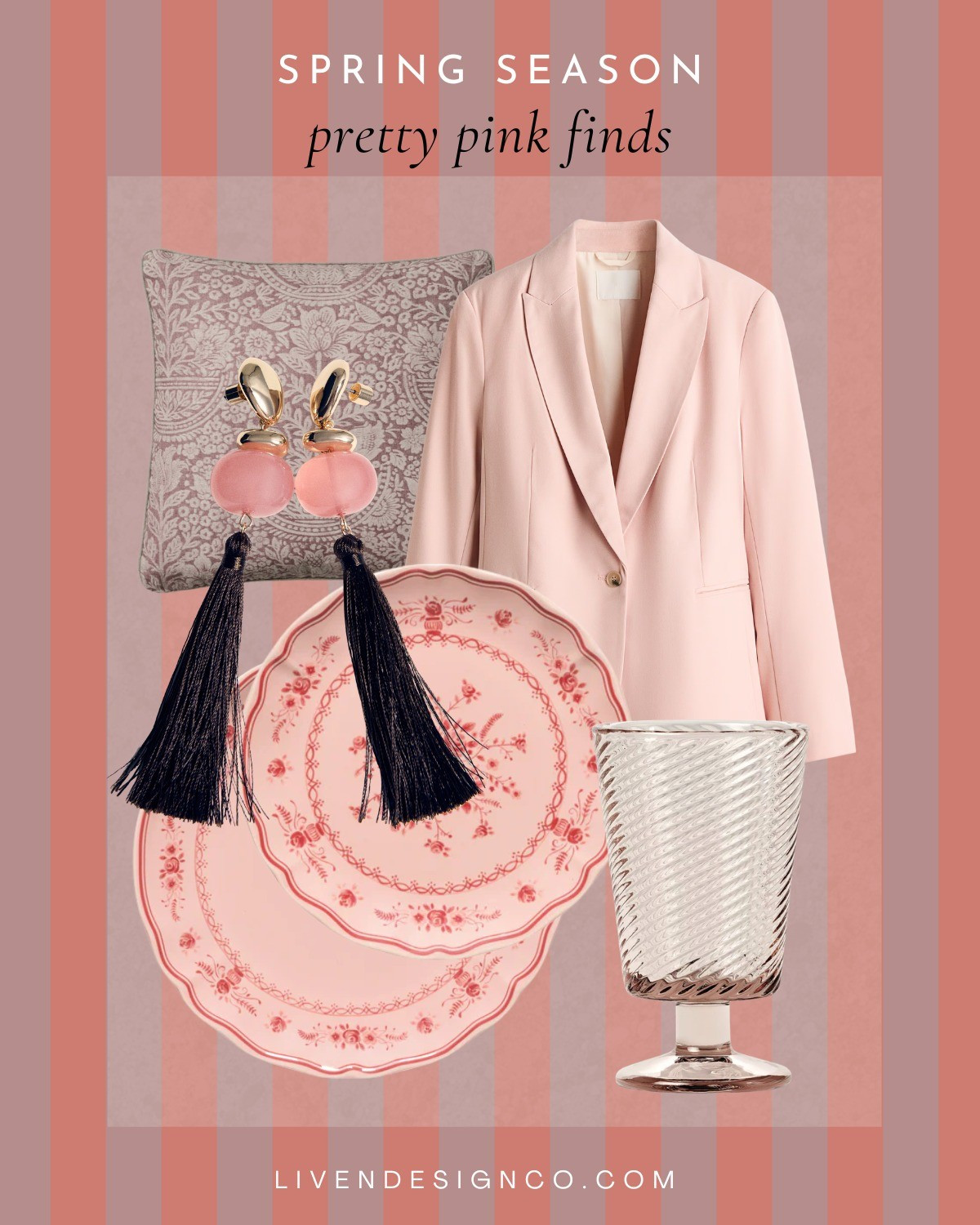 Spring season. Spring style. Style inspiration. Pink blazer. Statement earrings. Floral pillow cover.  Mango. Pink glassware. Target home. Pink dinnerware. Tablescape. Easter dining. 

#LTKSpringSale #LTKSeasonal #LTKSaleAlert