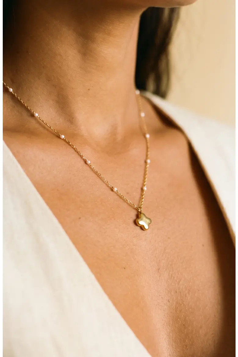 White Enamel Puffy Clover Necklace (Women) | Nordstrom | Nordstrom