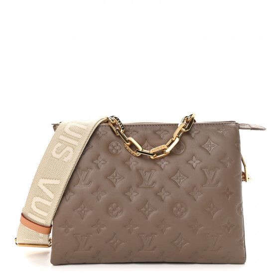 LOUIS VUITTON Lambskin Embossed Monogram Coussin PM Taupe | FASHIONPHILE | FASHIONPHILE (US)