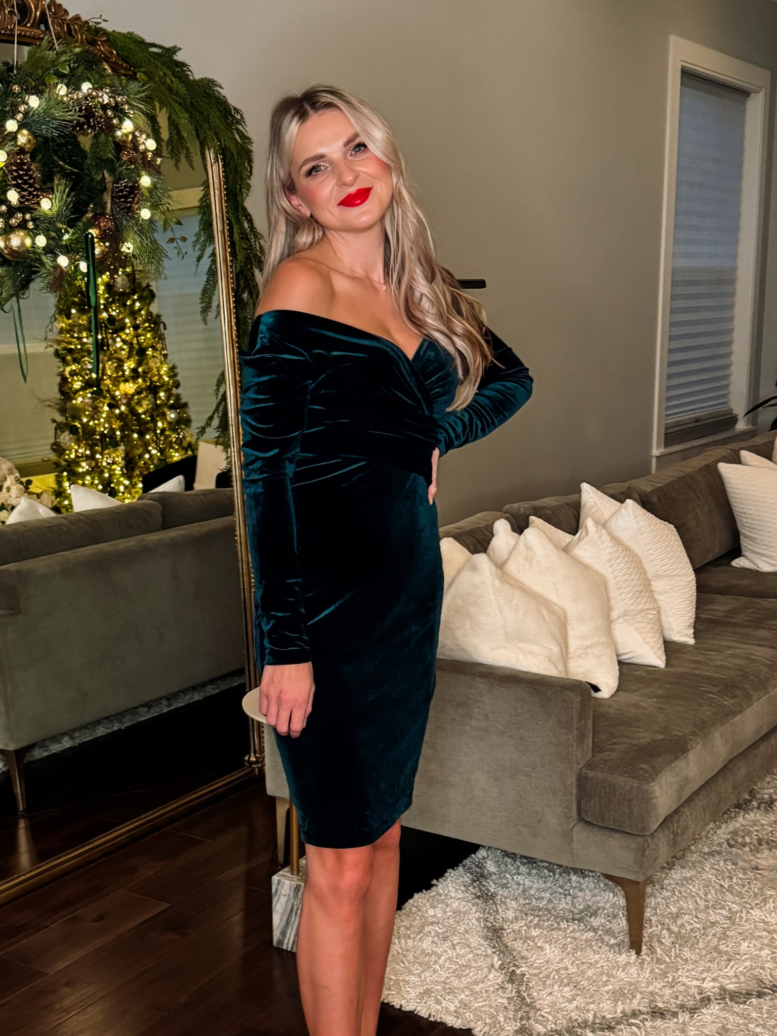 The most perfect little green velvet dress - can be worn covering the shoulders or off the shoulders as well 💚 (limited sizing) 

#LTKHoliday #LTKSeasonal #LTKGiftGuide