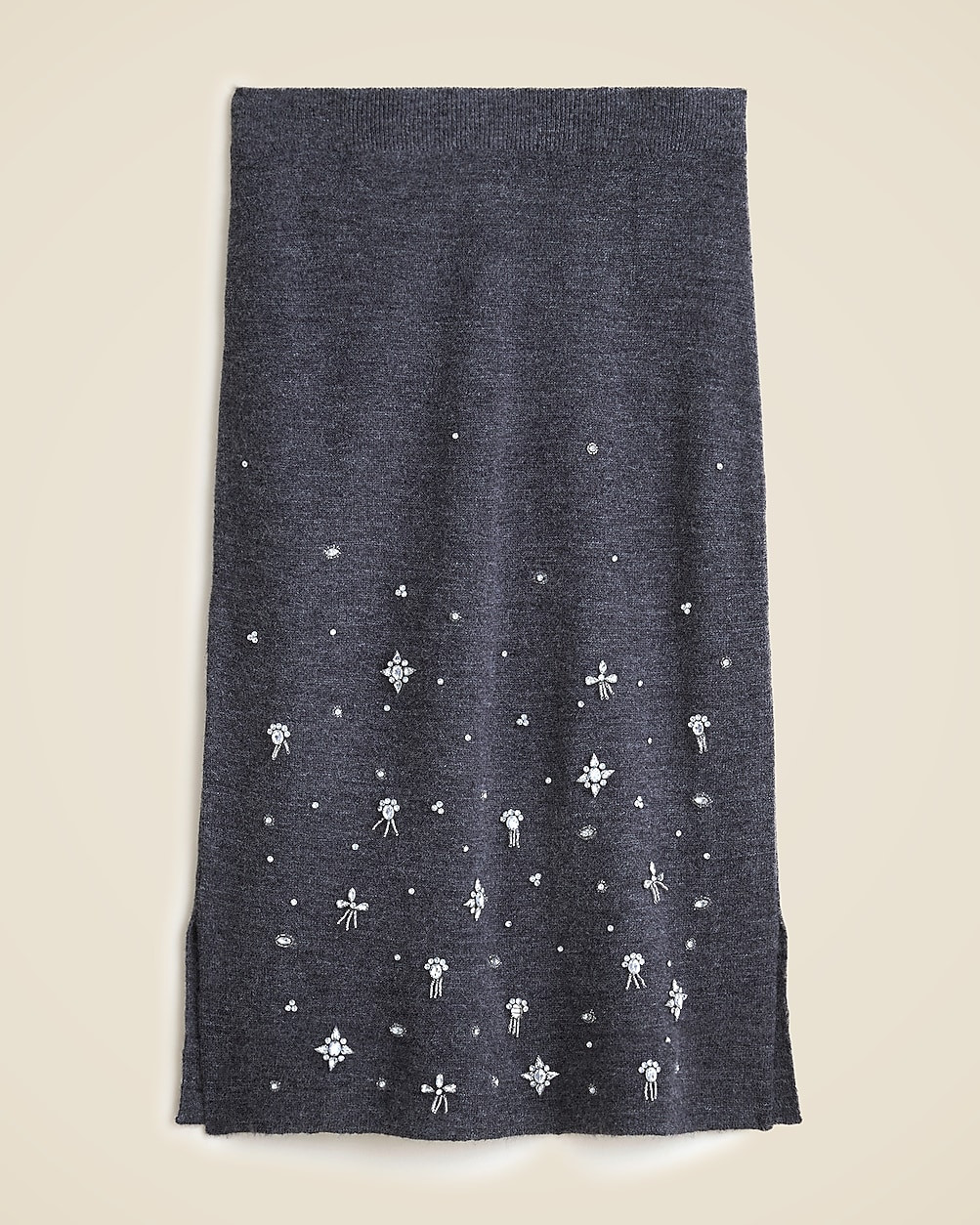 Collection wool-blend midi skirt with crystal embellishments | J. Crew US