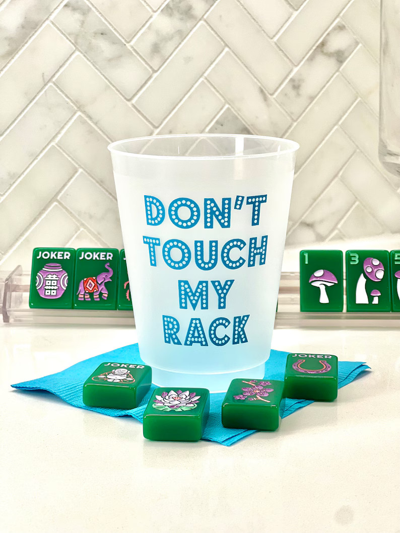 Mahjong Madness! Don’t TOUCH My Rack! 10 16oz Plastic Cups Printed in Turquoise Blue - Etsy | Etsy (US)