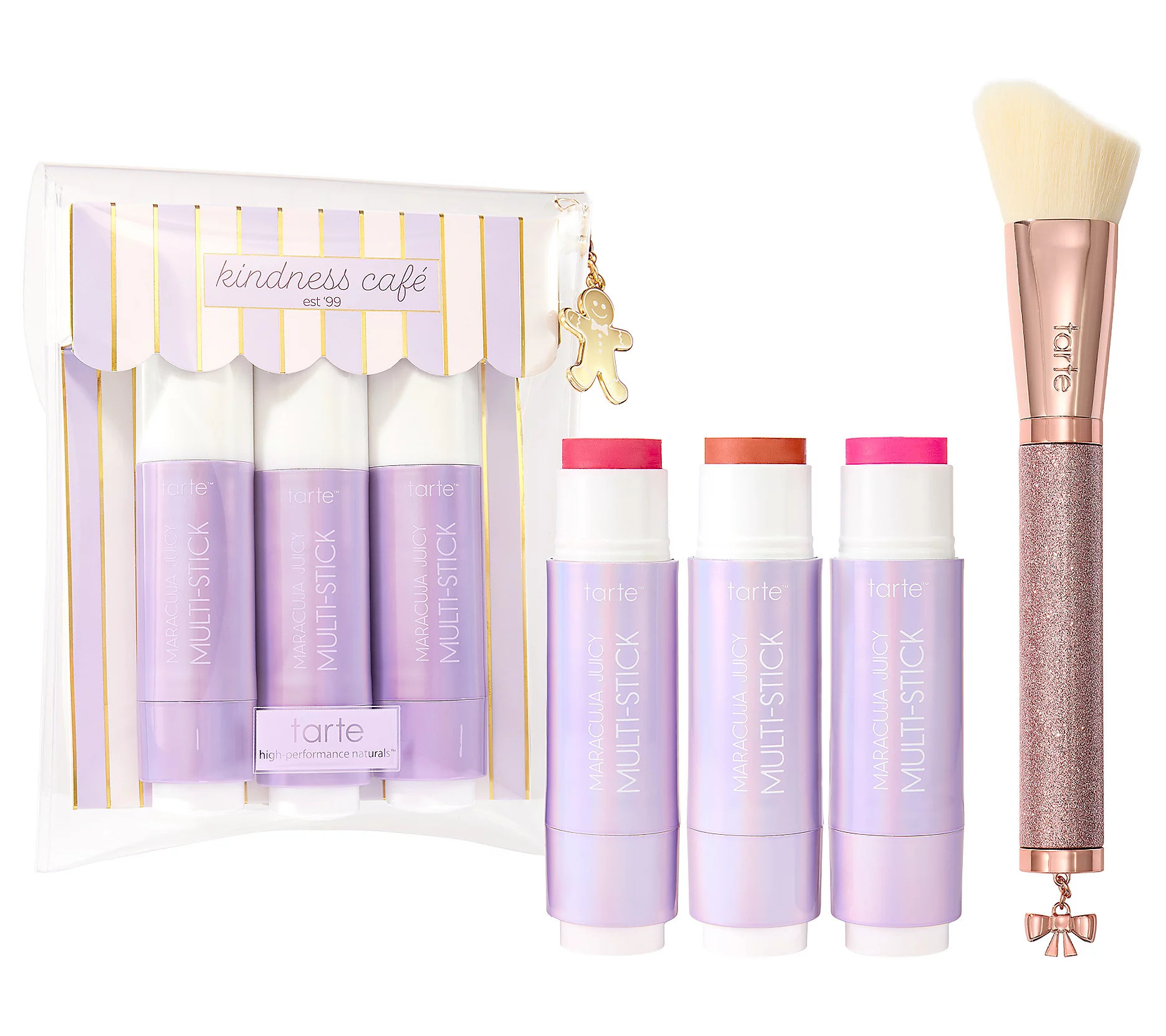 tarte cheek souffle maracuja juicy multi-stick trio & brush | QVC