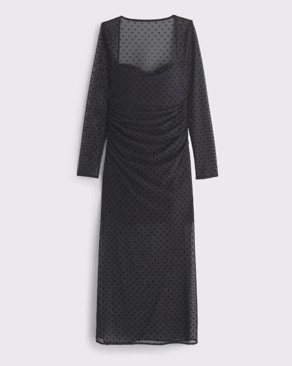 Women's Bra-Free Long-Sleeve Mesh Maxi Dress | Women's Party Collection | Abercrombie.com | Abercrombie & Fitch (US)