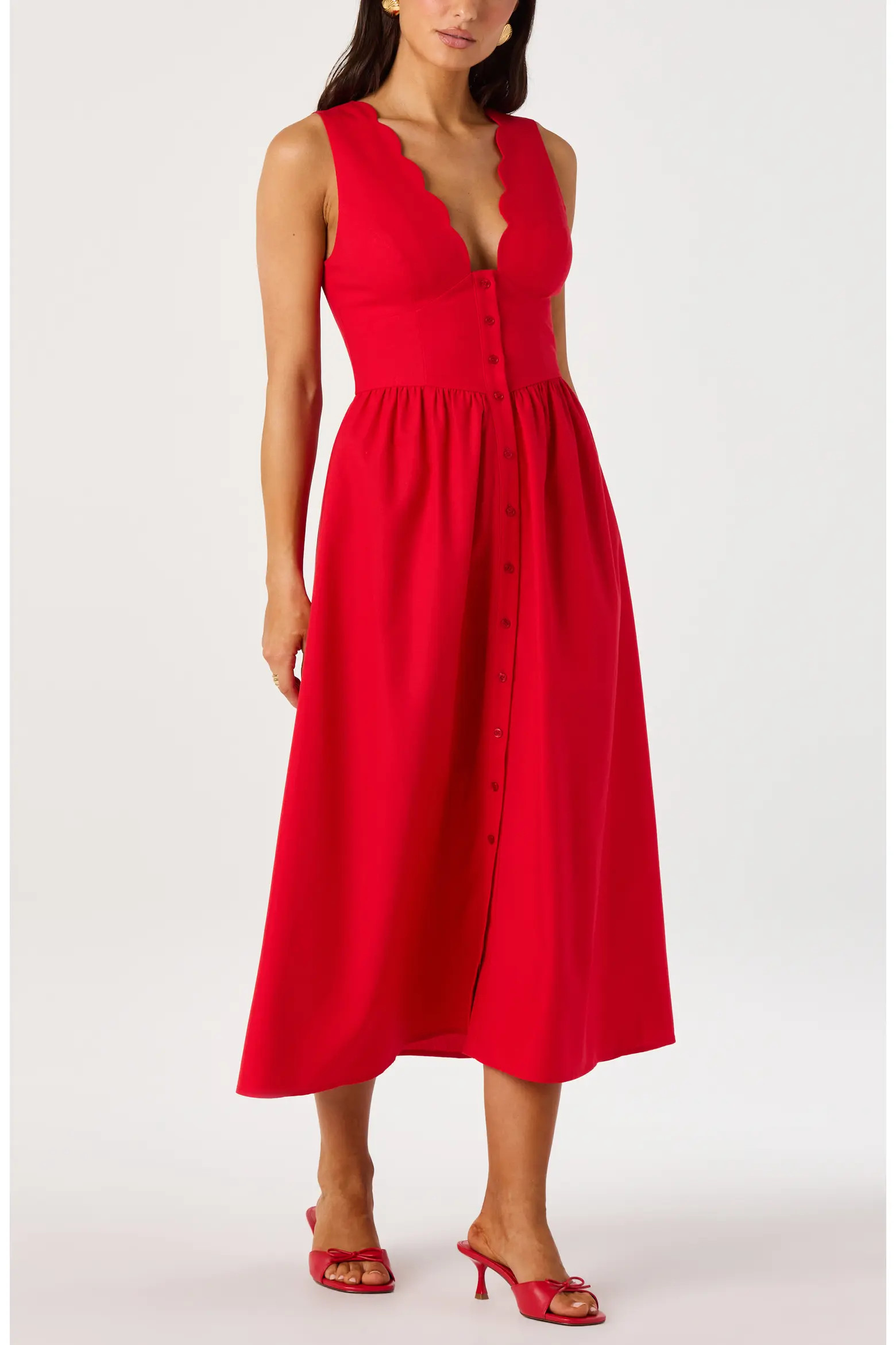 Cory Scallop Neck Sleeveless Midi Shirtdress (Women) | Nordstrom | Nordstrom