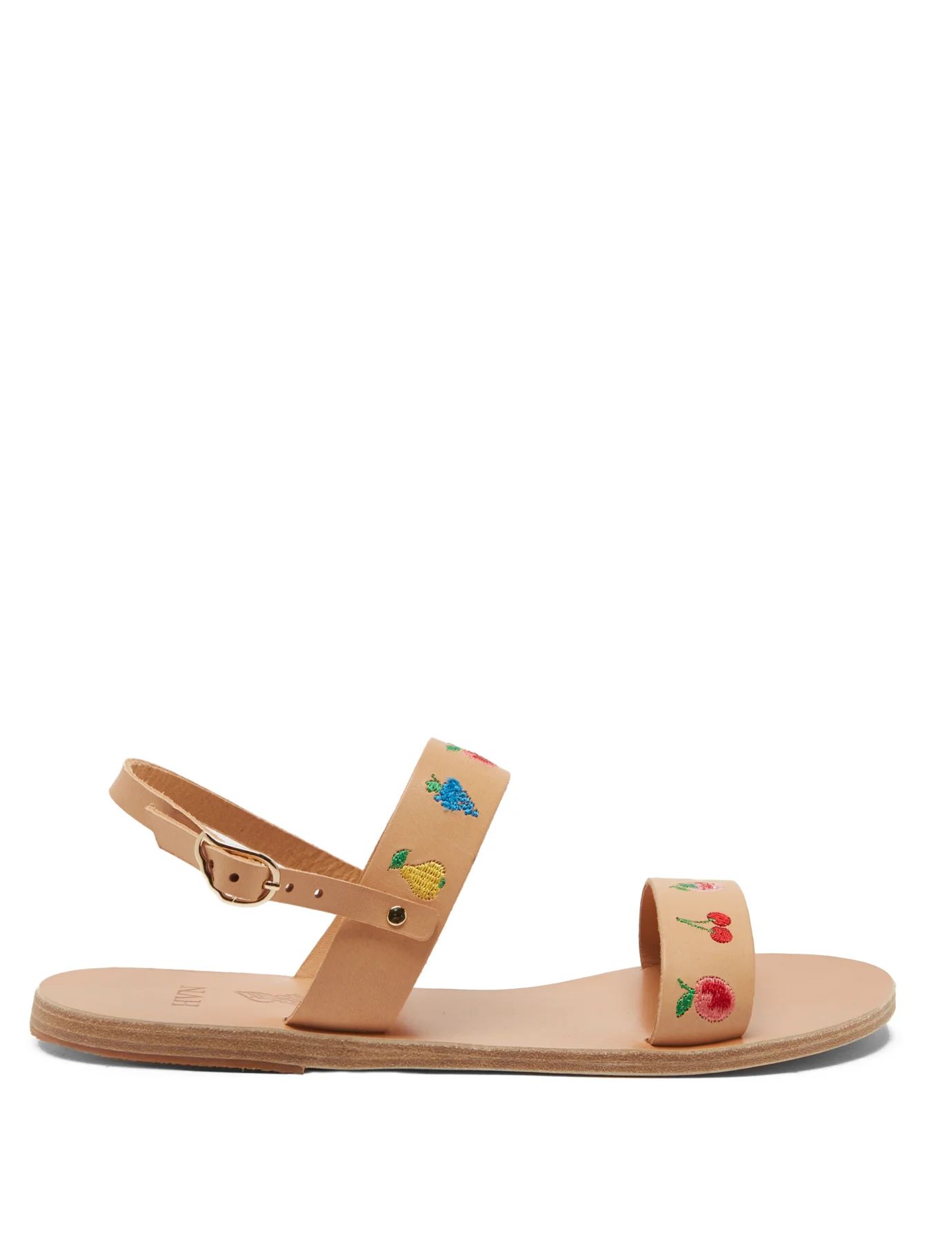 X HVN Clio fruit-embroidered leather sandals | Ancient Greek Sandals | Matches (US)