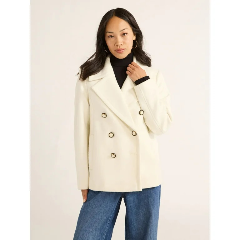 Free Assembly Women’s Double Breasted Peacoat, Midweight, Sizes XS-XXL - Walmart.com | Walmart (US)