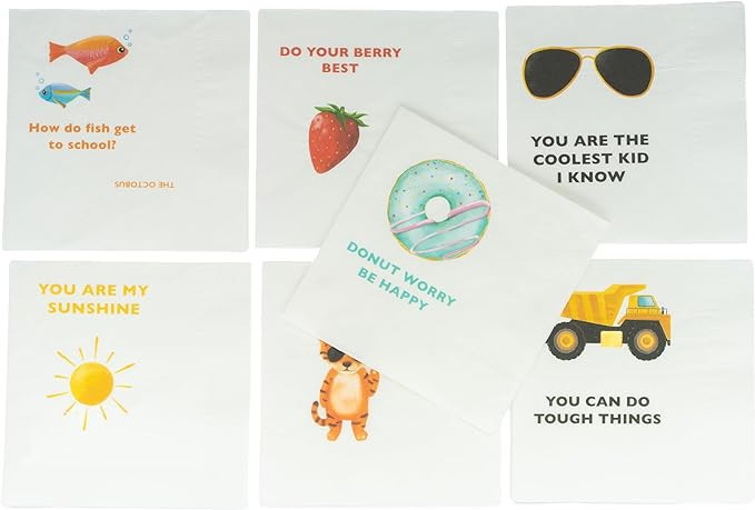 Napkin Lunch Box Notes for Kids - Made in the USA [Set of 25] 2in1 Napkin w/School Lunch Notes fo... | Amazon (US)