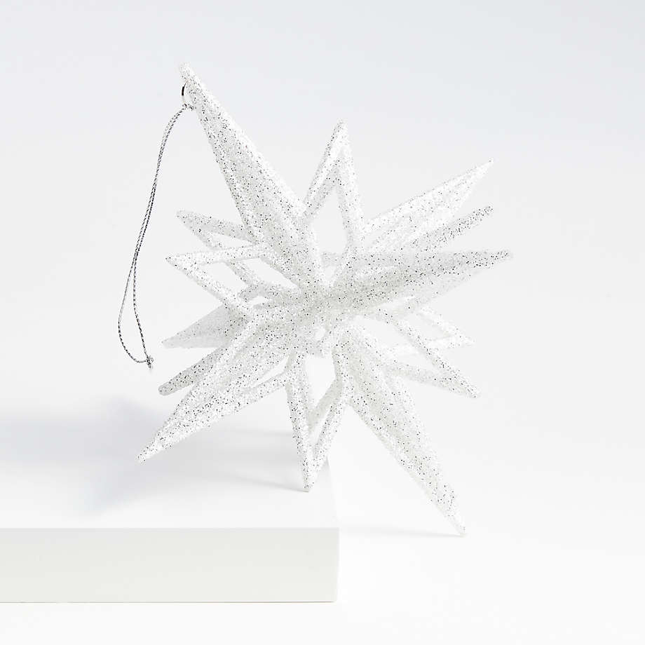 Radiant Glitter Silver Star Christmas Tree Ornament | Crate & Barrel