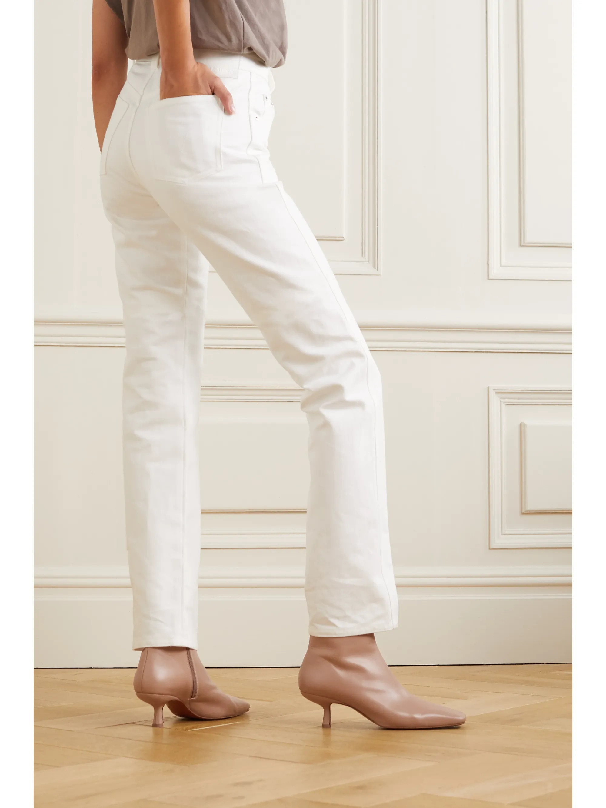 Beige Lange leather ankle boots | BY FAR | NET-A-PORTER | NET-A-PORTER (UK & EU)