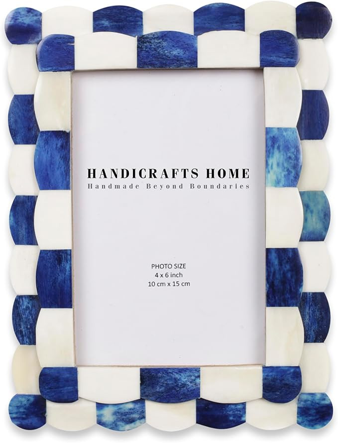 Handicrafts Home Photo Picture Frame - 4" x 6" Handmade Gift Photo Frames - Blue & white | Amazon (US)