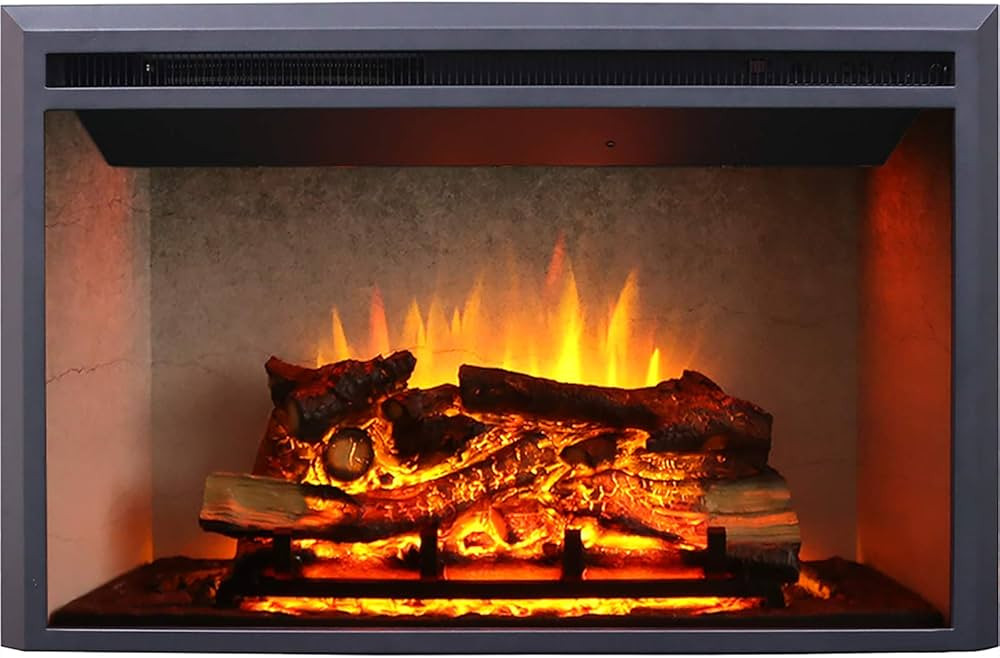 Edward Electric Fireplace Insert with Weathered Concrete Interior, Fire Crackling Sound, Remote C... | Amazon (US)
