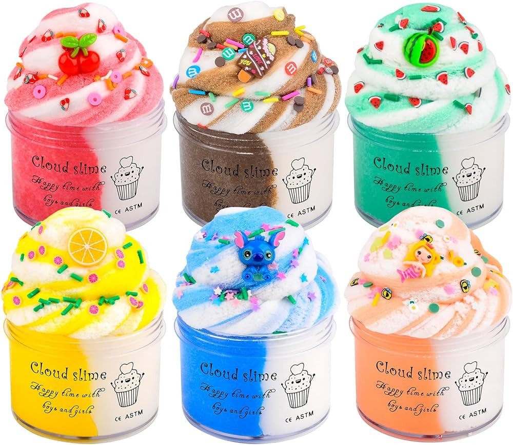 ZHNEHAOKAN Kids Cloud Slime 6 Pack Boxed, Soft, Non-Sticky, Scented, Boys Girls Slime Kit for 4-1... | Amazon (US)