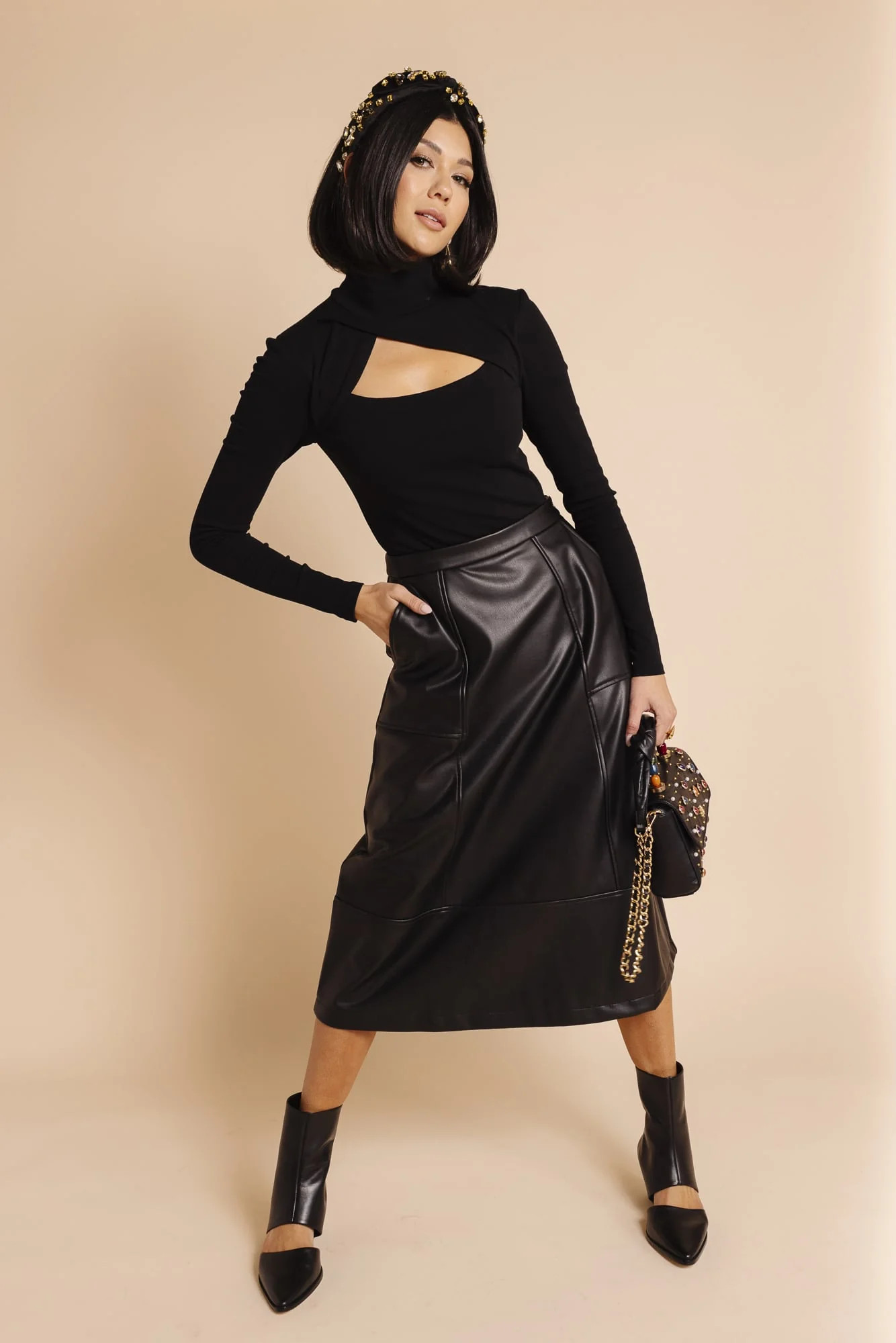 Vegan Leather Skirt - Black | Rachel Parcell