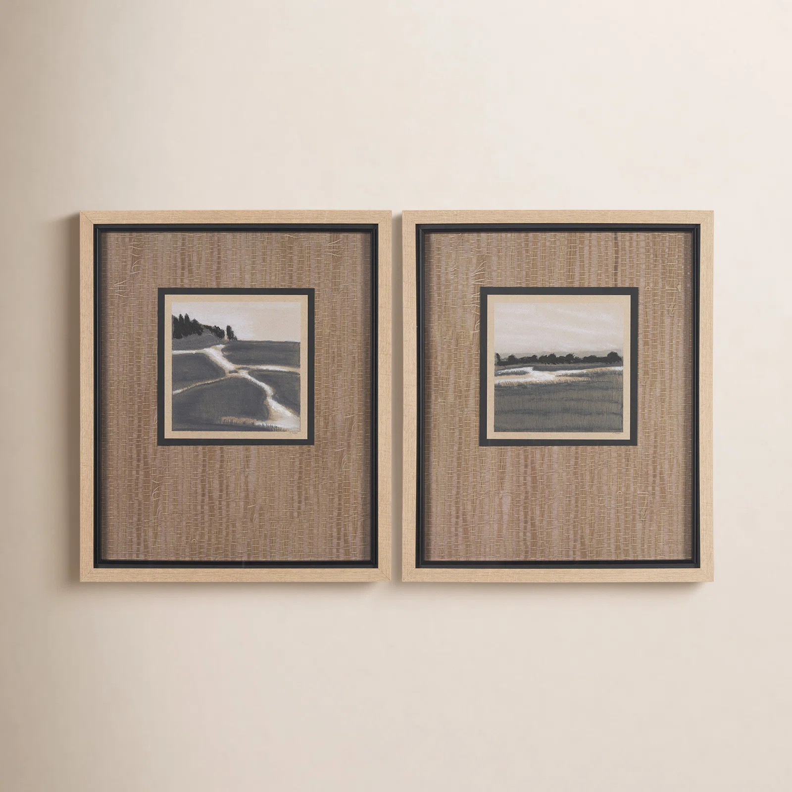 Marshland Shadows (Set Of 2) By Studio A Hand Embellished Framed Art Print Matted Under Glas (Set... | Joss & Main