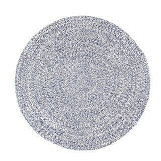 Braided Farmhouse Blue 6 ft. x 6 ft. Round Cotton Area Rug | The Home Depot