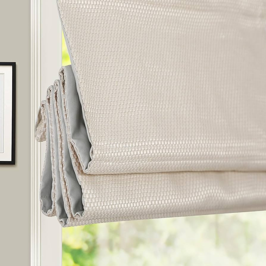 Roman Shades Cordless Window Blinds, Beige White Custom Lined Blackout Window Shades, Thermal Fab... | Amazon (US)
