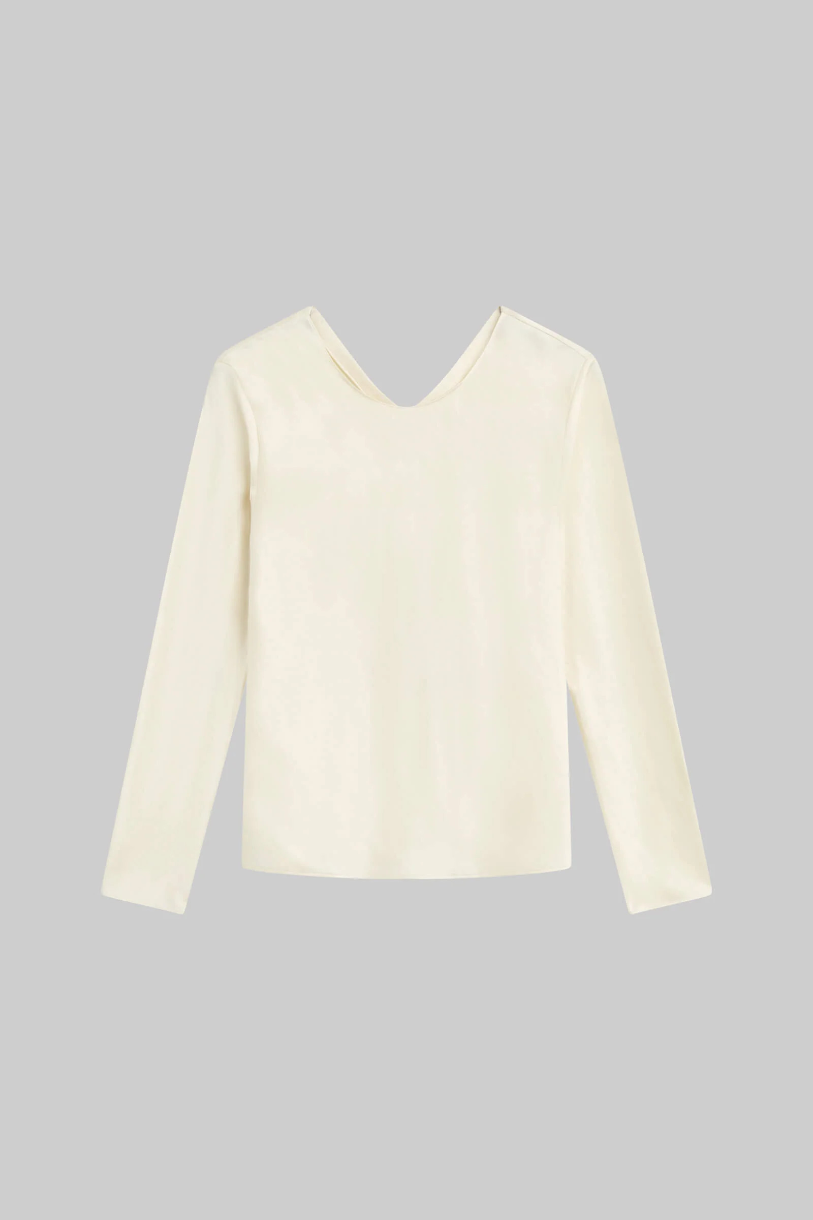 LESET Barb Long Sleeve Crew in Creme in Satin | LESET