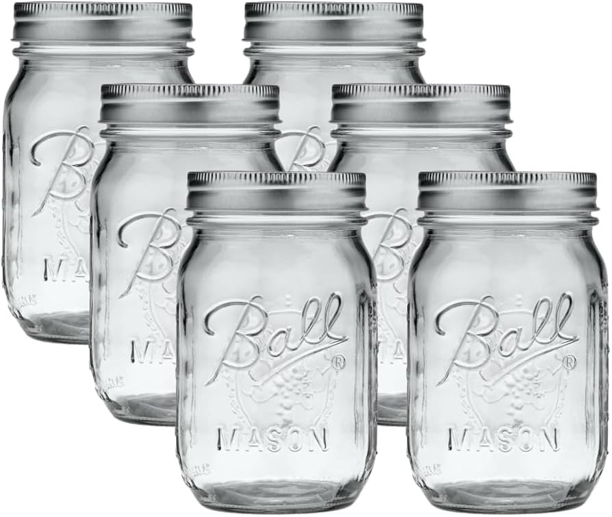 Ball Regular Mouth Glass Mason Jars with Lids and Bands, Used for Canning (Pint, 16 Ounce (Pack o... | Amazon (US)