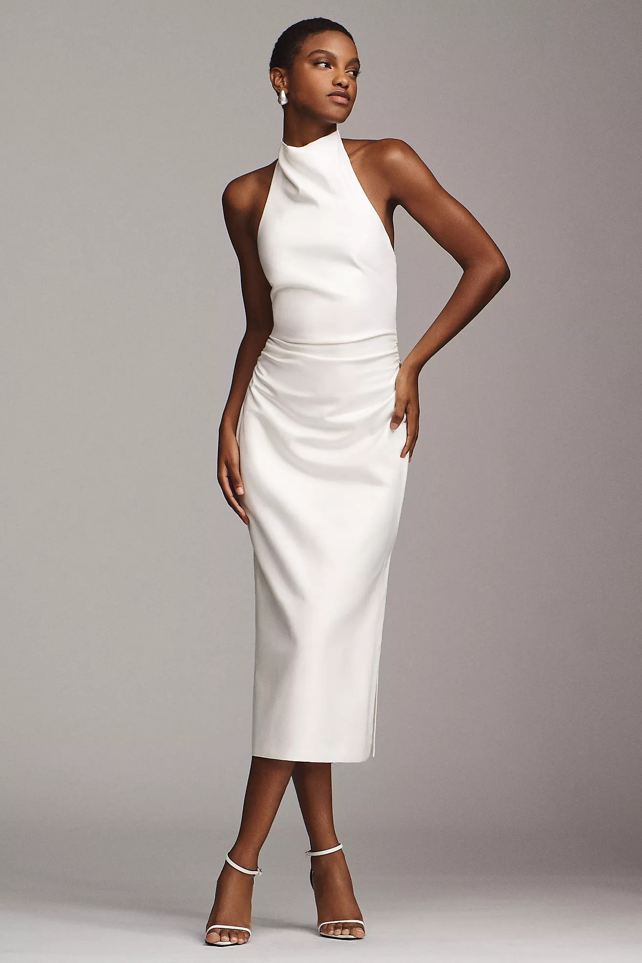 BHLDN Holly Faux Leather Halter Midi Dress | Anthropologie (US)