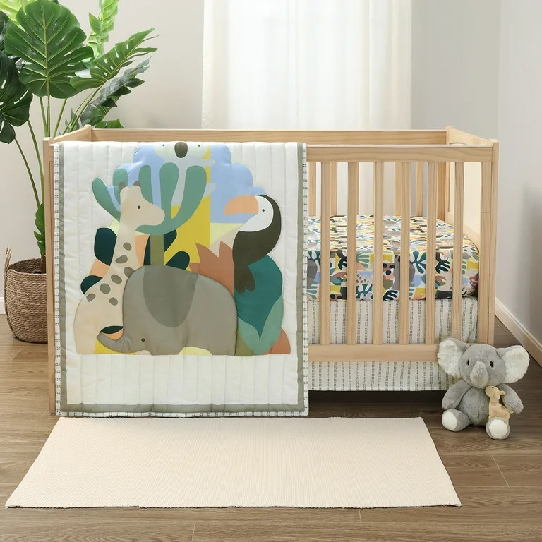 The Peanutshell 3 Piece Safari Puzzle Baby Crib Bedding Set Boy, Baby Boy Nursery Decor, Crib Com... | Walmart (US)