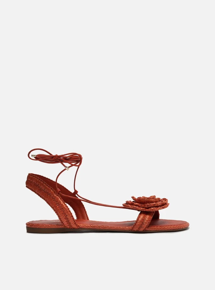 Sandália Rasteira Laranja Arezzo Flor Amarração | ZZ Mall (BR)