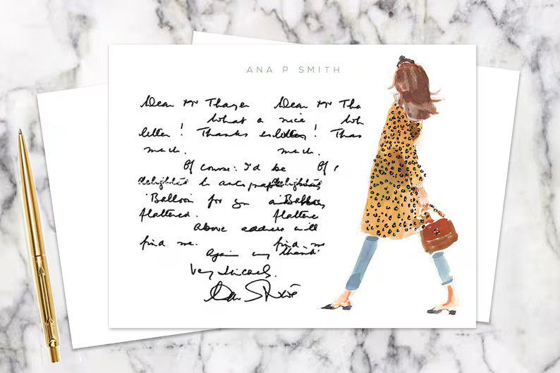 Personalized Stationery Set: Leopard Coat Headband Girl {stationary Notecards, Personalized, Wate... | Etsy (US)