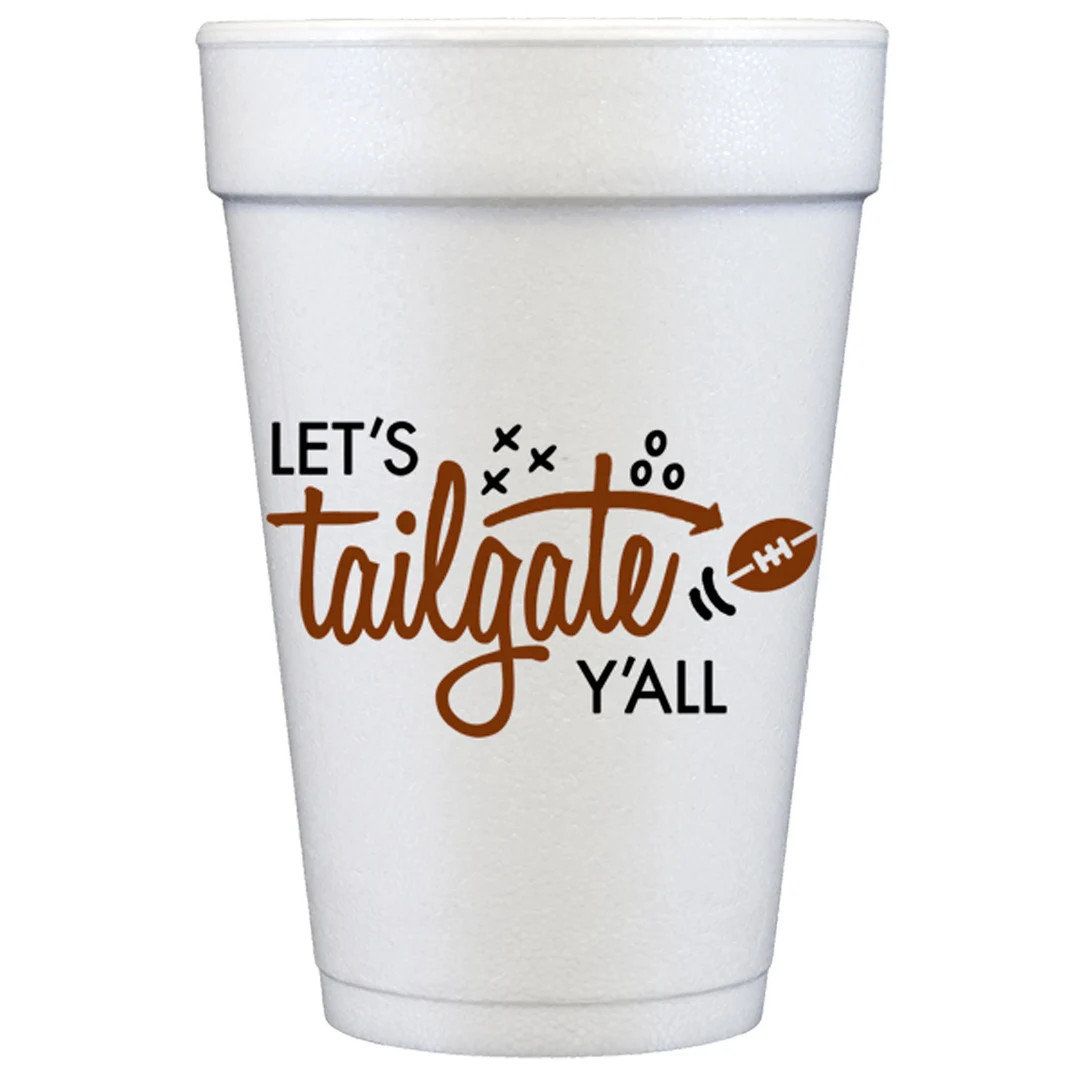 Football Tailgate Lets Tailgate Yall disposable Styrofoam Cup 10 Pack - Etsy | Etsy (US)