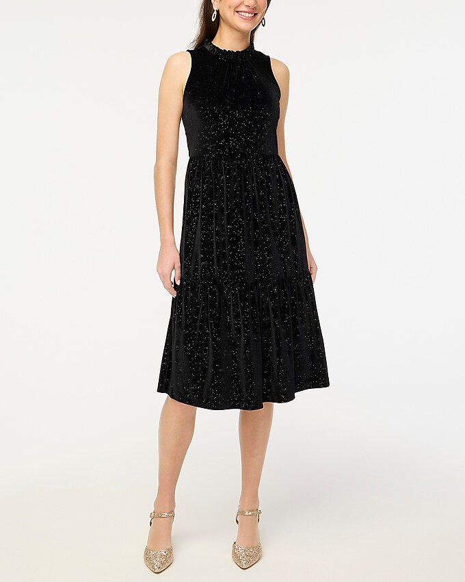 Shimmer velvet sleeveless midi dress | J.Crew Factory