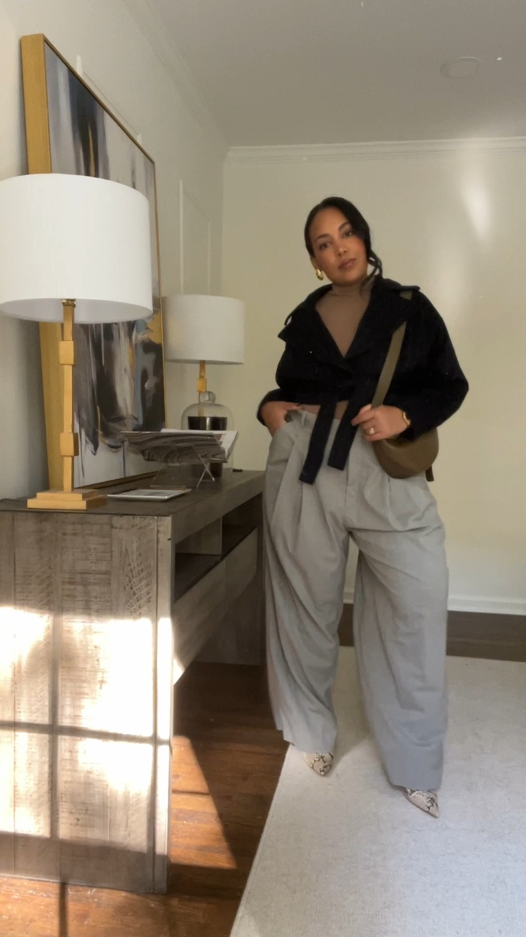 30 Outfits 30 Days - Day 15: BR just put these pants on sale again so I had to get the camel pair! 🙌🏾  this cropped wool blazer has been in my closet forever! I told y’all I can’t say no to pinstripe! 💛🤣   

#LTKWorkwear #LTKMidsize #LTKVideo