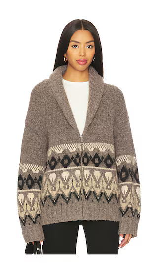Inga Fairisle Cardigan in Charcoal Brown | Revolve Clothing (Global)