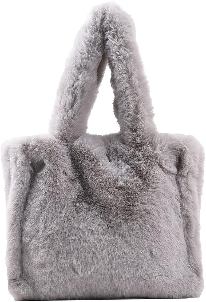 Large Fluffy Tote Bag for Women Plush Handbag Tote Purse Furry Hobo Bag Soft Plush Bag for Autumn... | Amazon (US)