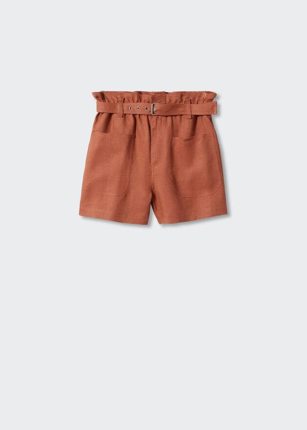 Linen shorts with belt -  Women | Mango USA | MANGO (US)