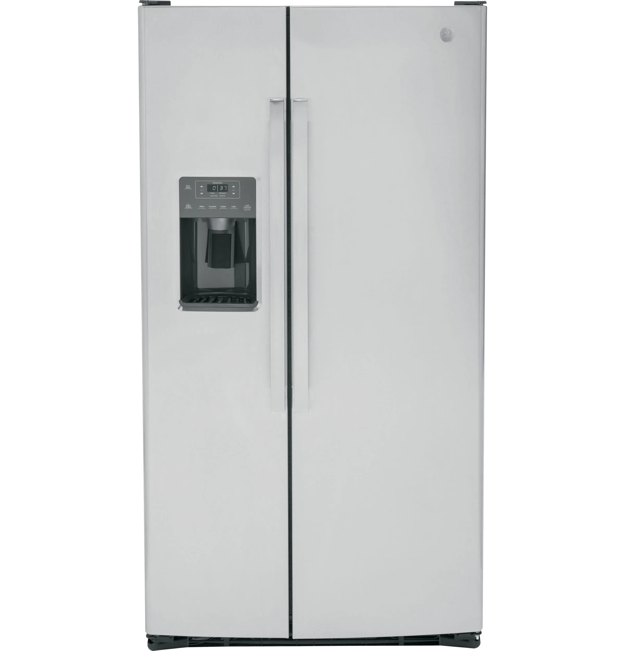 GE 25.3-cu ft Standard-Depth 36-in Wide Side-by-Side Refrigerator with Ice Maker ,Water and Ice Dispenser ( Fingerprint Resistant Stainless Steel ) | Lowe's