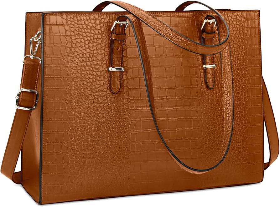 Laptop Bag for Women 15.6 inch Laptop Tote Bag Leather Classy Computer Briefcase for Work Waterpr... | Amazon (US)