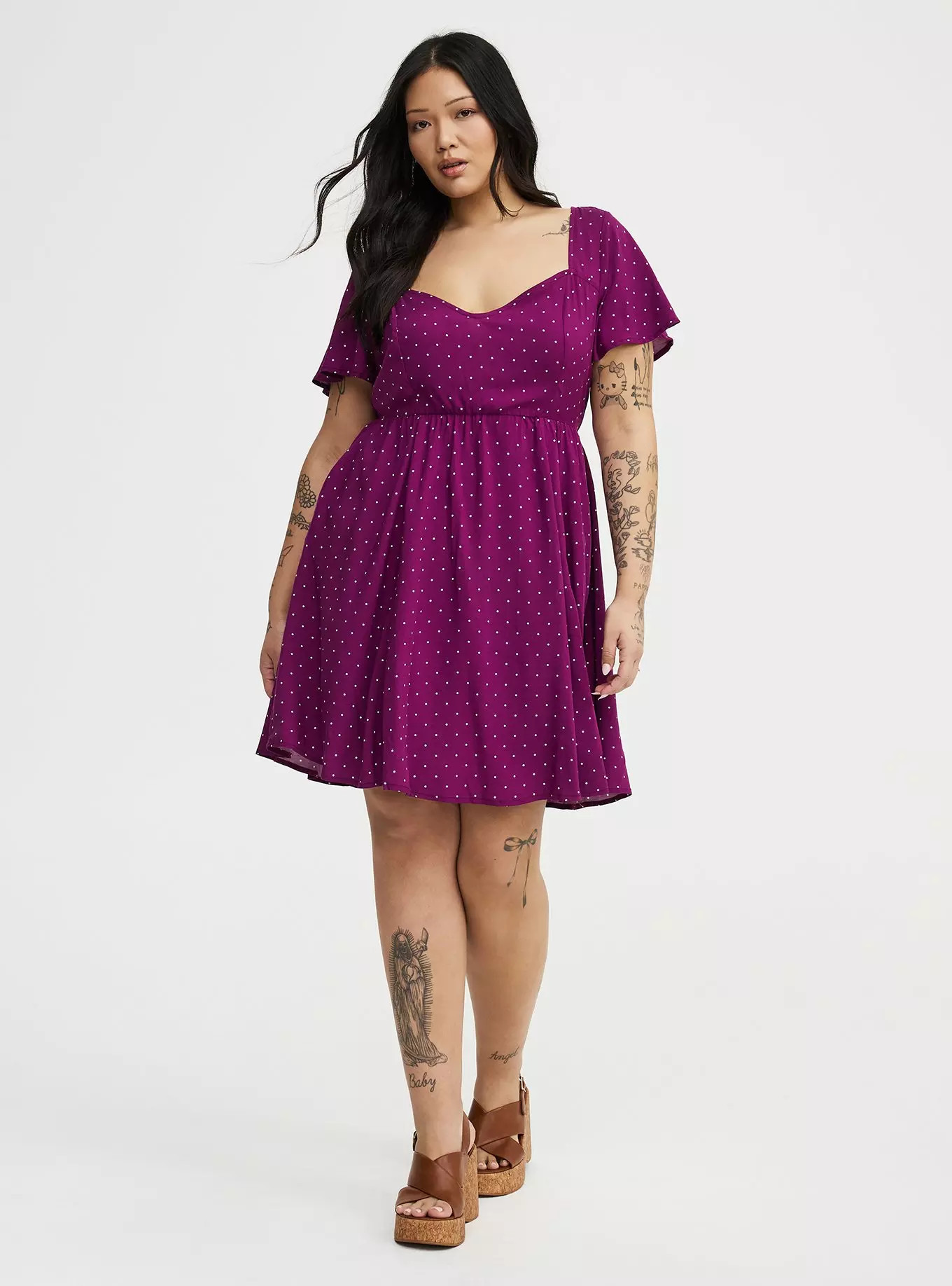 Sweetheart Flutter Sleeve Mini Dress | Torrid (US & Canada)