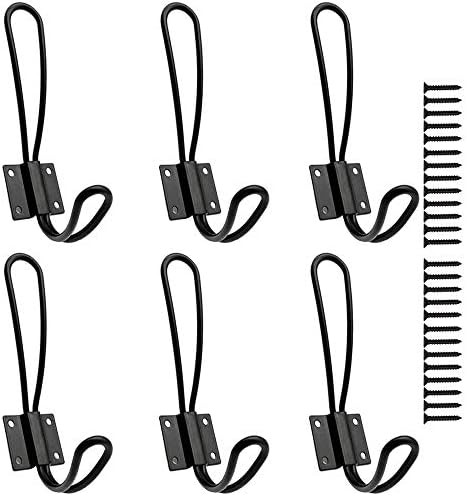 Rustic Entryway Hooks-6 Pack Farmhouse Hooks with Metal Screws Included,Black Decorative Wall Mou... | Amazon (US)